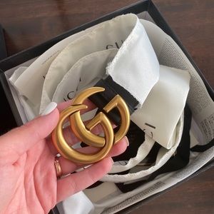 Black double G Gucci belt